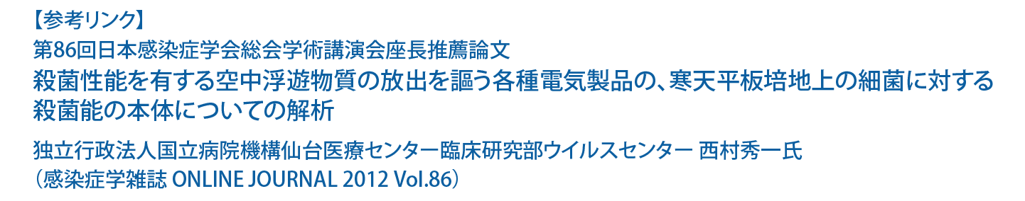 殺菌性能を有する空中浮遊物質の放出を謳う各種電気製品の，寒天平板培地上の細菌に対する殺菌能の本体についての解析